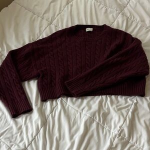 Sunday Best Cable-Knit Crewneck Sweater - Burgundy